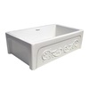 Whitehaus 33" Front Apron Sink W/ An Intricate Vine Design On One Side, Wht WHSIV3333-WHITE